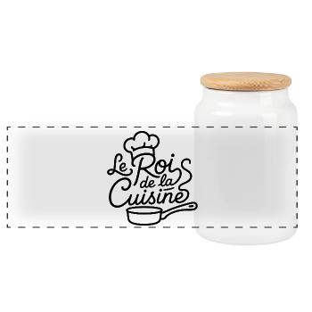 Roi de la Cuisine 👑 | Cadeau pour Chef Cuisiniet - Boîte à biscuits avec couvercle en bois - blanc - Devant