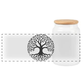 Circle Life Tree Silhouette - Panoramic Cookie Jar with Wooden Lid - white - Front