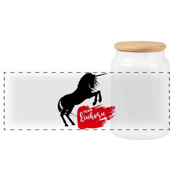 Team Unicorn Unicorn Sayings - Panoramic Cookie Jar with Wooden Lid - white - Front