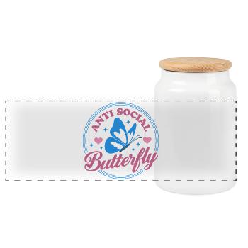 Anti Social Butterfly - Panorama Keksdose mit Holzdeckel - Weiß - Vorne