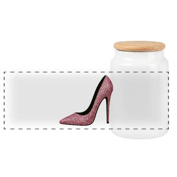 Rosa Glitzer High Heels - Fashion Motiv - Panorama Keksdose mit Holzdeckel - Weiß - Vorne