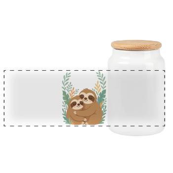 De jolis paresseux se blottissent dans un design de jungle - Boîte à biscuits avec couvercle en bois - blanc - Devant