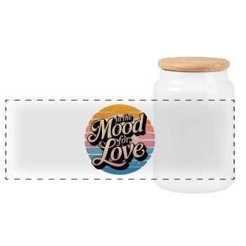Stimmung für Liebe - Panorama Keksdose mit Holzdeckel - Weiß - Vorne