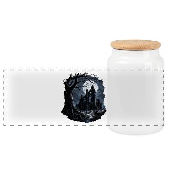 Düstere Kathedrale – Gothic Nacht Szene Design - Panorama Keksdose mit Holzdeckel - Weiß - Vorne