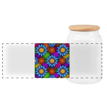 Lebendige Kaleidoskop-Mandalas - Panorama Keksdose mit Holzdeckel - Weiß - Vorne