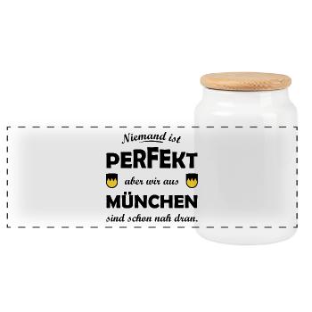 München - Panorama Keksdose mit Holzdeckel - Weiß - Vorne