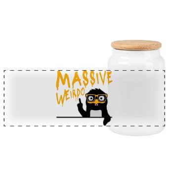 Massive weirdo Komischer Weirdo Pinguin Nerd Geek - Panorama Keksdose mit Holzdeckel - Weiß - Vorne