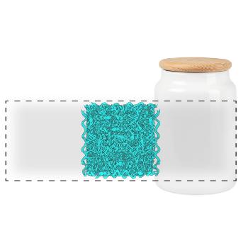 Kaleidoskop Turquoise Muster - Panorama Keksdose mit Holzdeckel - Weiß - Vorne