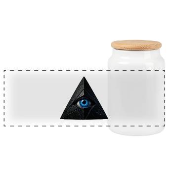 Pyramide mit blauem Auge - Panorama Keksdose mit Holzdeckel - Weiß - Vorne