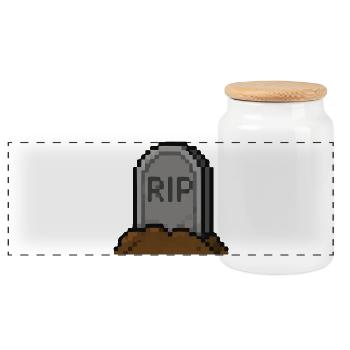 RIP Pixel Grabstein - Panorama Keksdose mit Holzdeckel - Weiß - Vorne