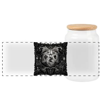  Pocket: Occult Goth-Pattern Black-Lace - Panorama Keksdose mit Holzdeckel - Weiß - Vorne