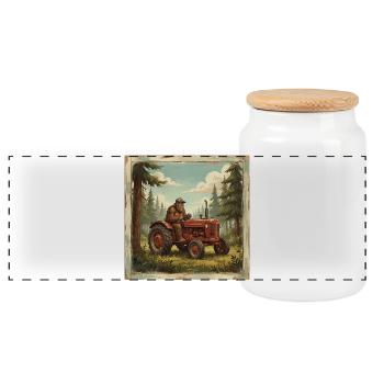 Lustiger Bauer, Designmänner, Traktor, Rancher, Farmpapa - Panorama Keksdose mit Holzdeckel - Weiß - Vorne