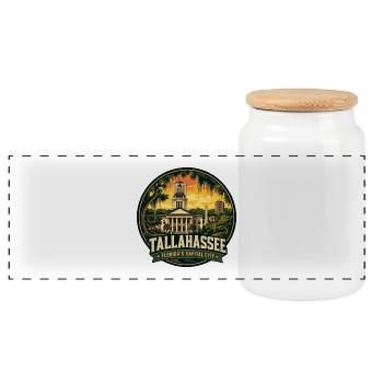 Tallahassee Floridas Capital City Retro-Abzeichen - Panorama Keksdose mit Holzdeckel - Weiß - Vorne