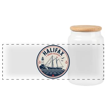 Halifax Nova Scotia Abzeichen - Panorama Keksdose mit Holzdeckel - Weiß - Vorne