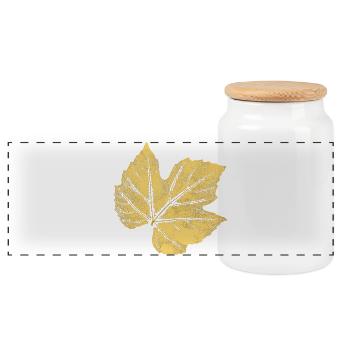 Weinblatt / Botanik & Natur Design - Panorama Keksdose mit Holzdeckel - Weiß - Vorne