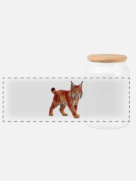 Iberischer Luchs - Panorama Keksdose mit Holzdeckel - Weiß