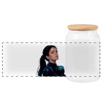 Unterwasser-Manga-Mädchen – Anime-Tauchmädchen - Panorama Keksdose mit Holzdeckel - Weiß - Vorne