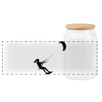 Geschenkidee für die Kiteboarderin mit Wassersport - Panorama Keksdose mit Holzdeckel - Weiß - Vorne