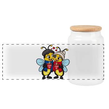 Glühweinzeit - lustige Weihnachtsmarkt Pullover - Panorama Keksdose mit Holzdeckel - Weiß - Vorne