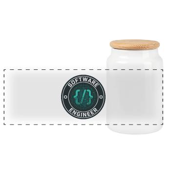 Software Engineer Binärcode-Badge-Geschenk - Panorama Keksdose mit Holzdeckel - Weiß - Vorne