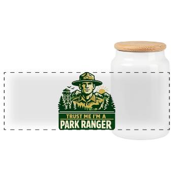 Vertrau Mir Ich Bin Ranger Spruch - Panorama Keksdose mit Holzdeckel - Weiß - Vorne
