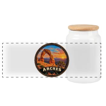 Arches Nationalpark Utah Wüste Urlaub Vintage - Panorama Keksdose mit Holzdeckel - Weiß - Vorne