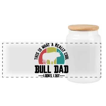Stier Spruch Retro Style - Panorama Keksdose mit Holzdeckel - Weiß - Vorne