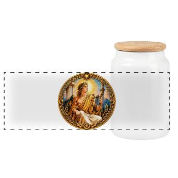Goldene Sonnenharfe der Muse - Panorama Keksdose mit Holzdeckel - Weiß - Vorne