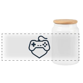 Retro Controller Silhouette – Clean Gamer-Shirt - Panorama Keksdose mit Holzdeckel - Weiß - Vorne
