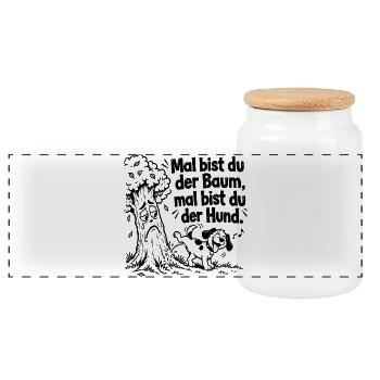 Lustiger Spruch x Mal bist du der Baum, mal bist - Panorama Keksdose mit Holzdeckel - Weiß - Vorne