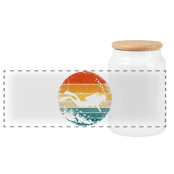 Taucher - Diver - Scuba - Grunge - Sonnenuntergang - Panorama Keksdose mit Holzdeckel - Weiß - Vorne