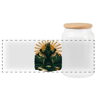 Wild Bear Mountain Forest – Vintage Natur - Panorama Keksdose mit Holzdeckel - Weiß - Vorne