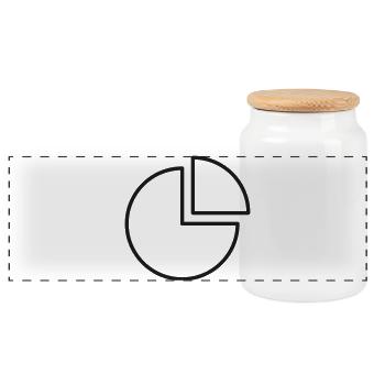Analytics Tortendiagramm-Linien-Symbol - Panorama Keksdose mit Holzdeckel - Weiß - Vorne