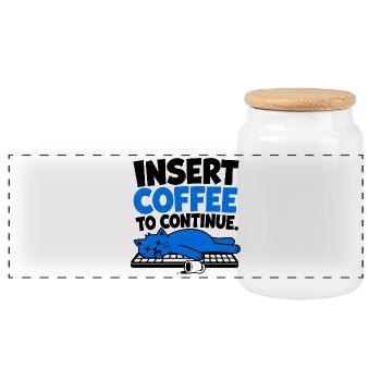 Humor Cat & Café – Kaffee einfügen, um fortzufahren - Panorama Keksdose mit Holzdeckel - Weiß - Vorne