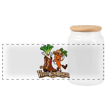 Veggie Line Dancer Cowboy Gemüse - Panorama Keksdose mit Holzdeckel - Weiß - Vorne