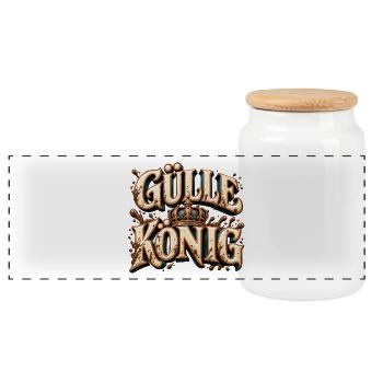 Gülle König – Schlamm Krone - Panorama Keksdose mit Holzdeckel - Weiß - Vorne