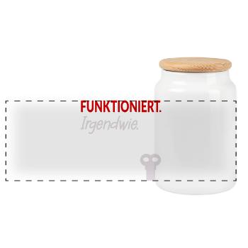 Aufziehschlüssel Funktionieren Stress - Panorama Keksdose mit Holzdeckel - Weiß - Vorne