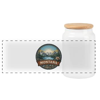 Montana-Gletscher-Nationalpark-Reiseabzeichen - Panorama Keksdose mit Holzdeckel - Weiß - Vorne