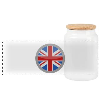 Flagge Großbritanniens - Panorama Keksdose mit Holzdeckel - Weiß - Vorne