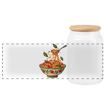 Spaghetti Schüssel Illustration - Panorama Keksdose mit Holzdeckel - Weiß - Vorne