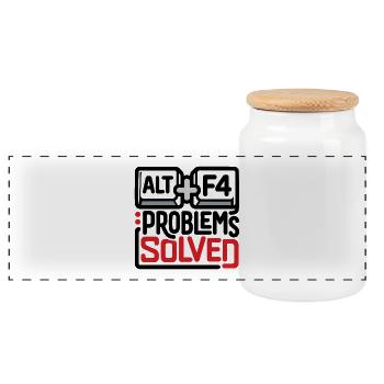 ALT+F4: Probleme gelöst – Geek & Tech Humor - Panorama Keksdose mit Holzdeckel - Weiß - Vorne