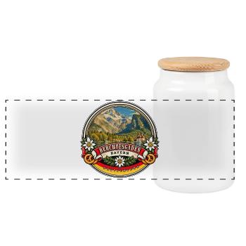 Berchtesgaden Bayern Vintage Reisedesign - Panorama Keksdose mit Holzdeckel - Weiß - Vorne