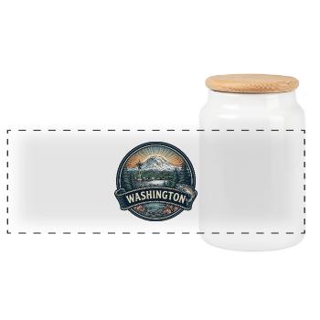 Washington Mount Rainier Space Needle Geschenk - Panorama Keksdose mit Holzdeckel - Weiß - Vorne