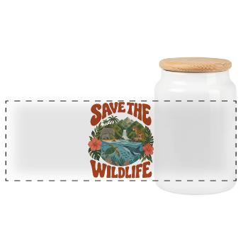 Save The Wildlife - Panorama Keksdose mit Holzdeckel - Weiß - Vorne