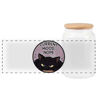 Aktuelle Stimmung: Nein, Katze - Panorama Keksdose mit Holzdeckel - Weiß - Vorne