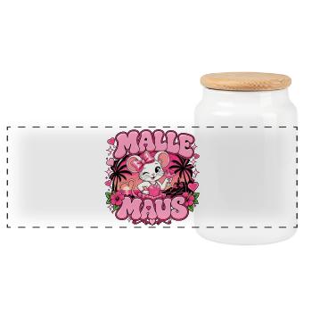 Malle Maus – Mallorca Party & Urlaub - Panorama Keksdose mit Holzdeckel - Weiß - Vorne
