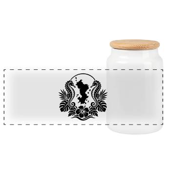 Mayotte Seepferdchen Floral Black - Panorama Keksdose mit Holzdeckel - Weiß - Vorne