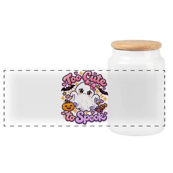 Too Cute to Spook Geist - Panorama Keksdose mit Holzdeckel - Weiß - Vorne
