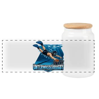 Unterwasser Rugby Action-Illustration - Panorama Keksdose mit Holzdeckel - Weiß - Vorne