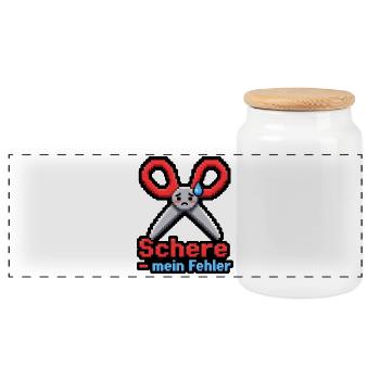 Schere mein Fehler Pixel Art Retro Gaming Shirt - Panorama Keksdose mit Holzdeckel - Weiß - Vorne